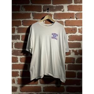 Vintage Kansas Football T-Shirt – XXL – Made in USA – White – 100% Combed Cotton